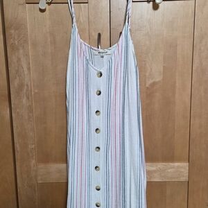 Rip Curl Striped Midi Dress - White, Pink, Green